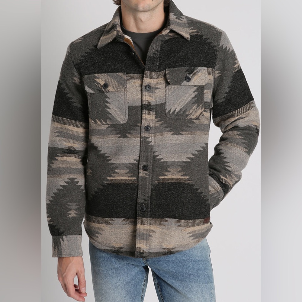 NWT Jachs New York Medium Aztec Ikat Wool Blend Chore Jacket Sherpa Fleece Lined